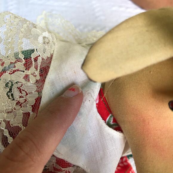 Handmade Country Christmas Moose Doll 16” Patchwork Lace Dress Farmhouse Decor - Picture 15 of 16